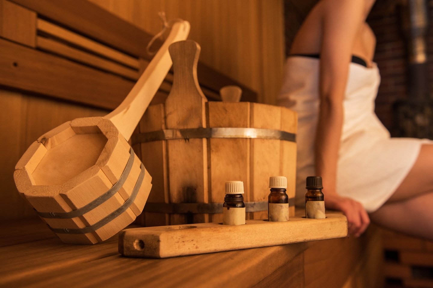 Privat nordisk sauna gjort klar til gæster